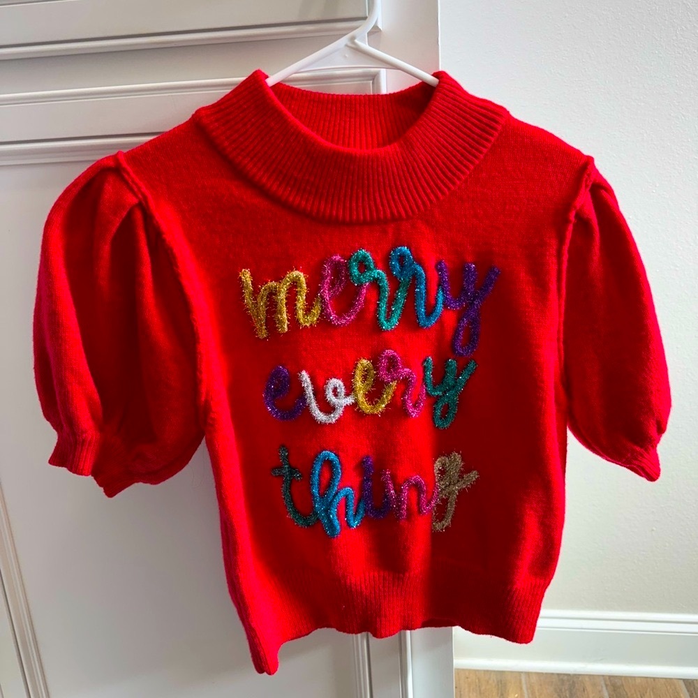 Glitter Script Holiday Sweater - M